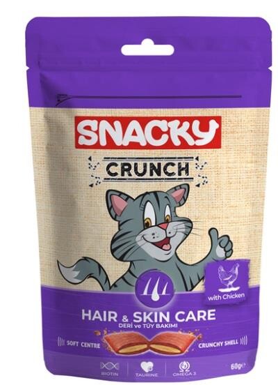 Snacky Crunchy Tavuklu Kedi Ödülü Hair Skin Tüy Bakım Ödülü 60 GR | SRC: Barcode: 8682631202293