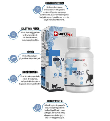 Supravet Urinary Care Kedi Ve Köpek İçin İdrar Sağlığı Sistem Destekleyici Tablet (75 Tablet) | SRC: Barcode: 8680589181318