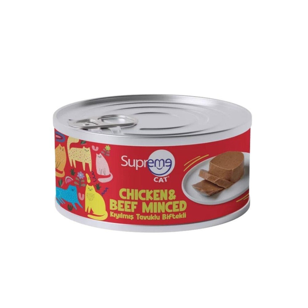 Supreme Kıyılmış Tavuklu Biftekli Kedi Konservesi 85 GR | SRC: Barcode: 8684207638505