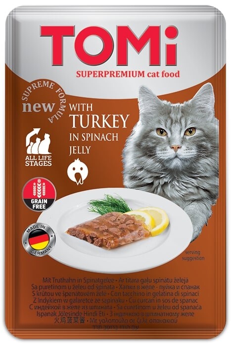 Tomi Pouch Pate Hindi Etli Ve Ispanaklı Tahılsız Yetişkin Kedi Konservesi 100 GR | SRC: Barcode: 4003024490877