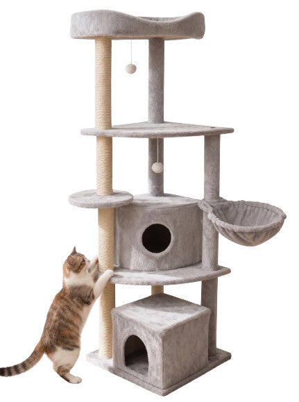 Tommy Çok Katlı Lüks Kedi Tırmalama Evi 50x50x158 GRI | SRC: Barcode: 8681085434212
