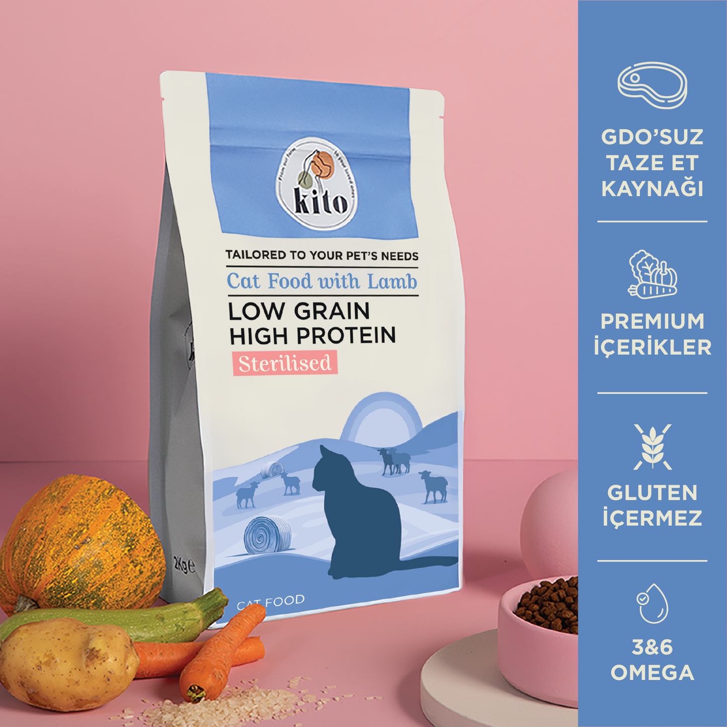 Kito Doğal Besi Kuzu Etli Kısır Kedi Maması 2 KG - Abonelik