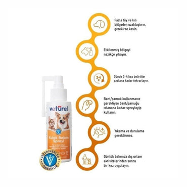Veturel Kedi Ve Köpekler İçin Kulak Bakım Spreyi 100 ML | SRC: Barcode: 8683489080507