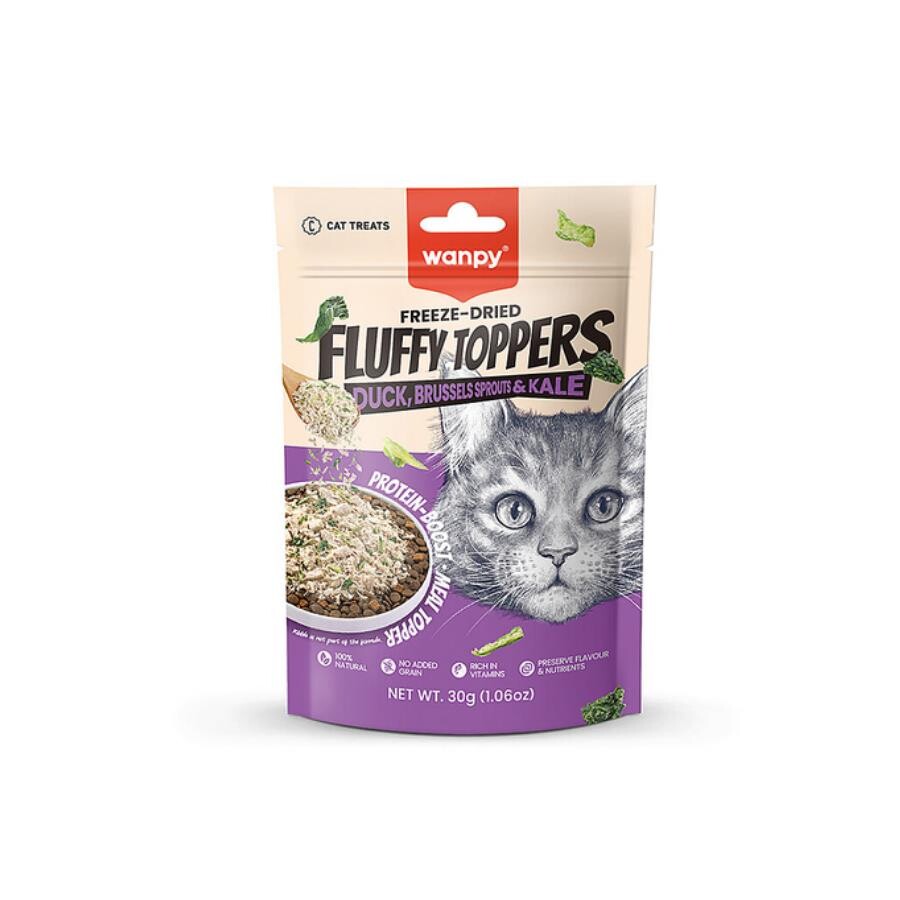 Wanpy Fluffy Topper Dondurularak Kurutulmuş Brüksel Ve Kara Lahanalı Kedi Ödül Maması 30 GR | SRC: Barcode: 6927749811695