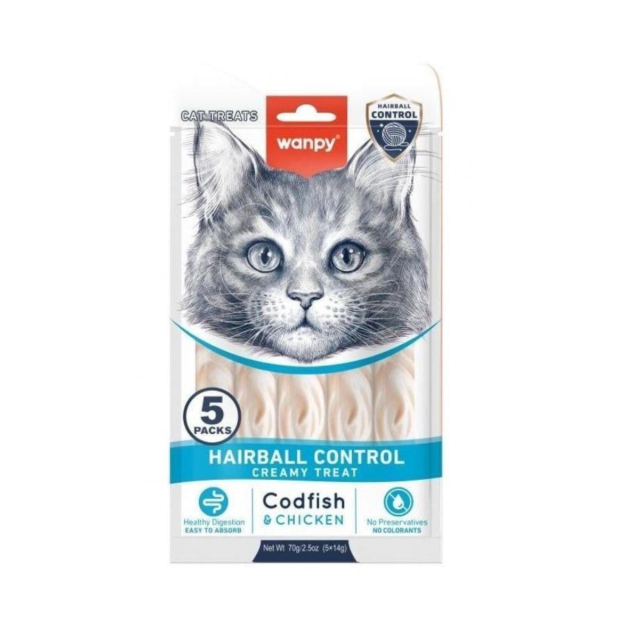Wanpy Hairball Control Morina Balığı Ve Tavuklu Sıvı Krema Kedi Ödülü 5X14 GR | SRC: Barcode: 6927749871750