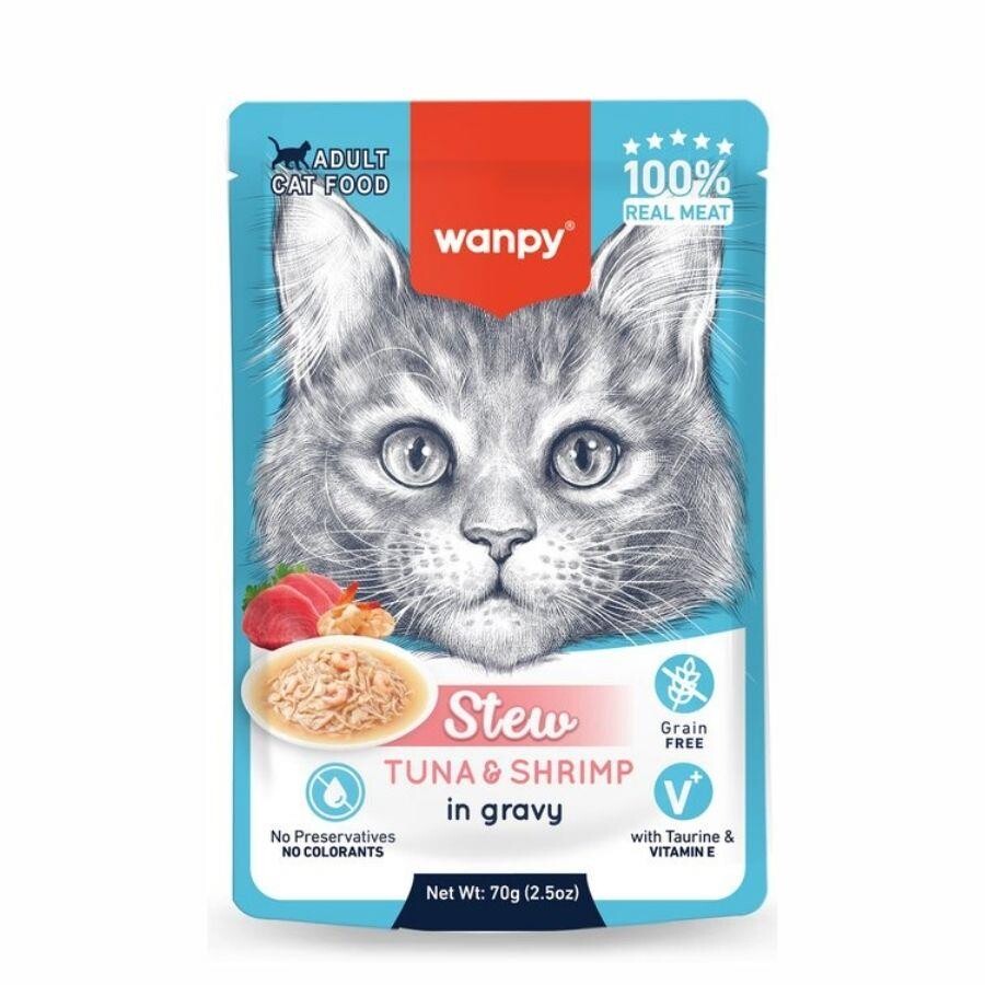 Wanpy Stew Gravy Pocuh Ton Balıklı Ve Karidesli Yetişkin Yaş Kedi Maması 70 GR | SRC: Barcode: 6927749853275