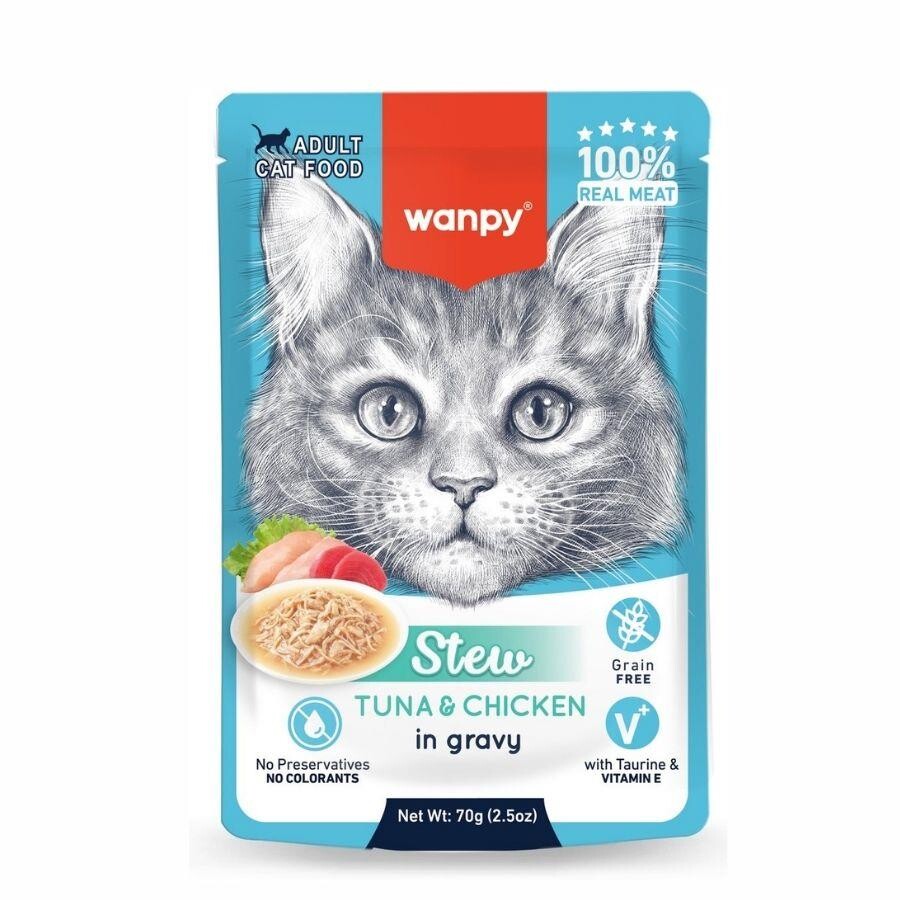 Wanpy Stew Gravy Pocuh Ton Balıklı Ve Tavuklu Yetişkin Yaş Kedi Maması 70 GR | SRC: Barcode: 6927749853282