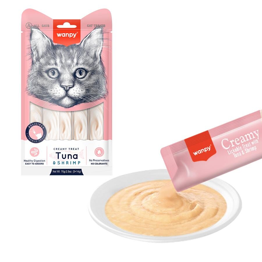 Wanpy Ton Balıklı Ve Karidesli Sıvı Krema Kedi Ödülü 5X14 GR | SRC: Barcode: 6927749871095