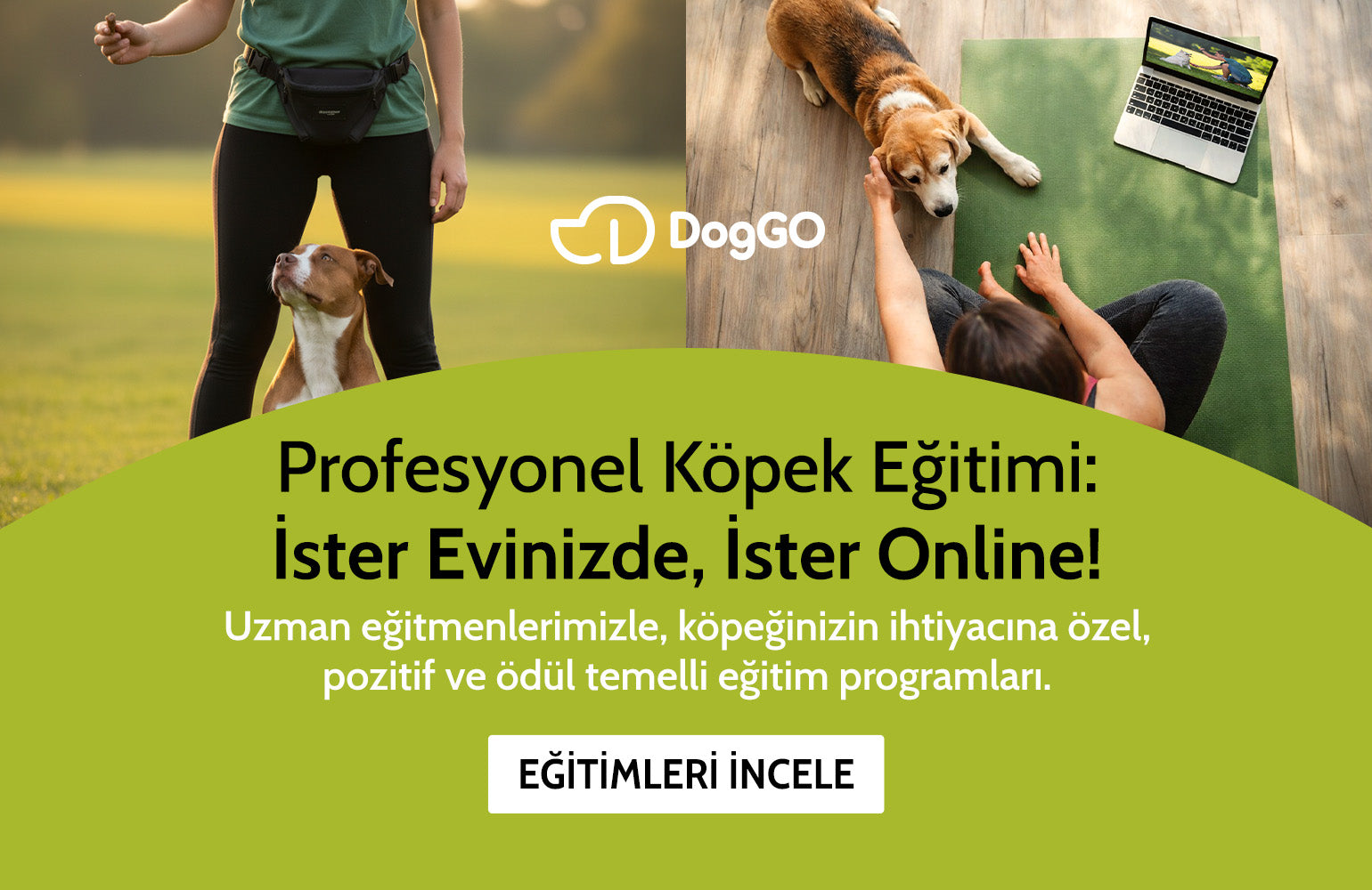 Profesyonel Köpek Eğitimi: İster Evinizde, İster Online! Uzman eğitmenlerimizle, köpeğinizin ihtiyacına özel, pozitif ve ödül temelli eğitim programları | SRC: Desktop Banner