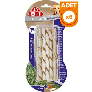 8 In 1 Delights Twisted Biftekli Burgu Köpek Kemik Ödülü