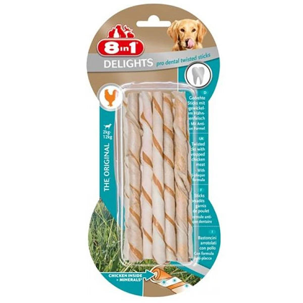 8 In 1 Delights Dental Twisted Sticks Köpek Çubuk Ödülü