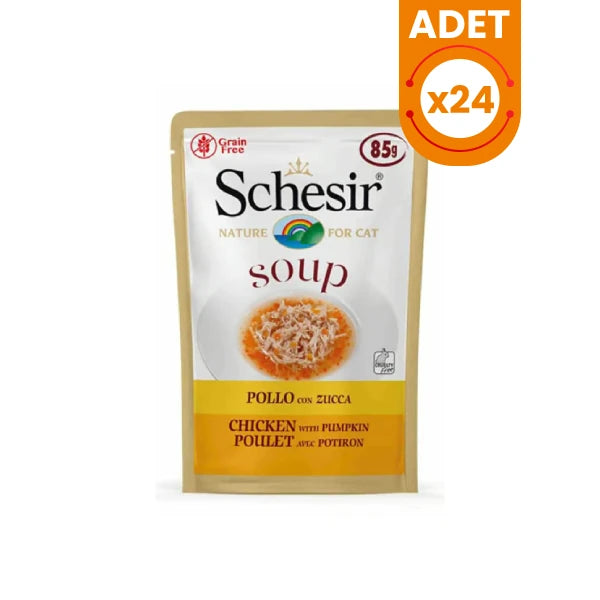 Schesir For Cat Tavuklu ve Balkabaklı Tahılsız Yetişkin Kedi Çorbası