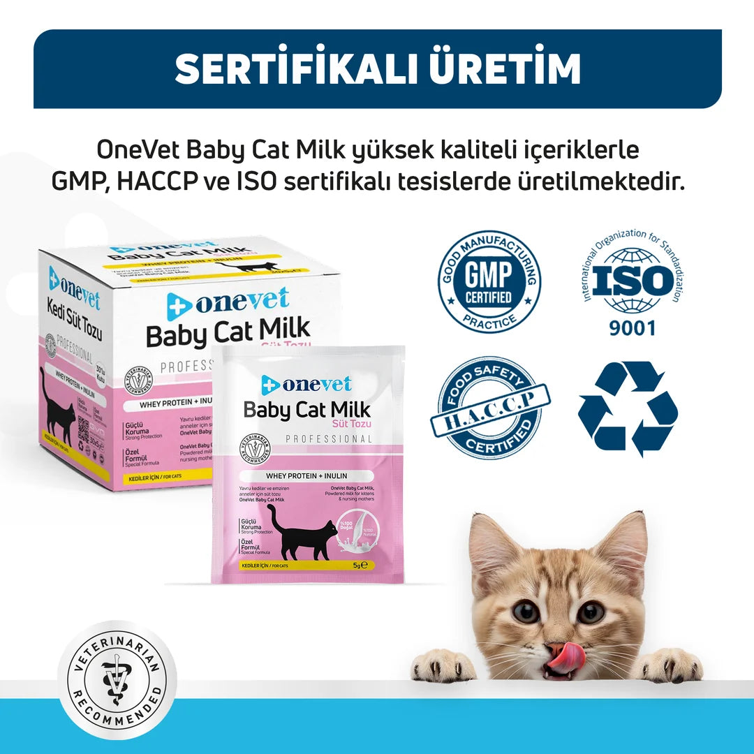 OneVet Baby Cat Milk Sindirim ve Büyüme Destekleyici Yavru ve Anne Kedi Süt Tozu