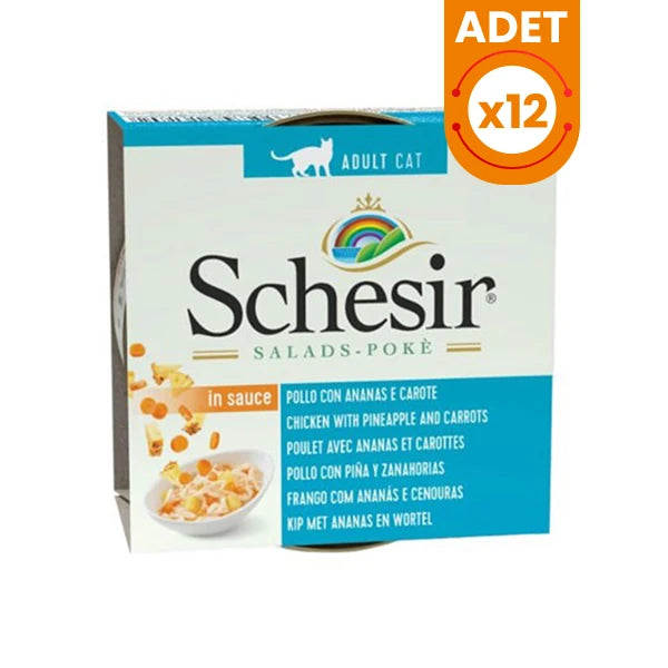 Schesir Salad Tavuk Ananas ve Havuçlu Yetişkin Konserve Kedi Maması