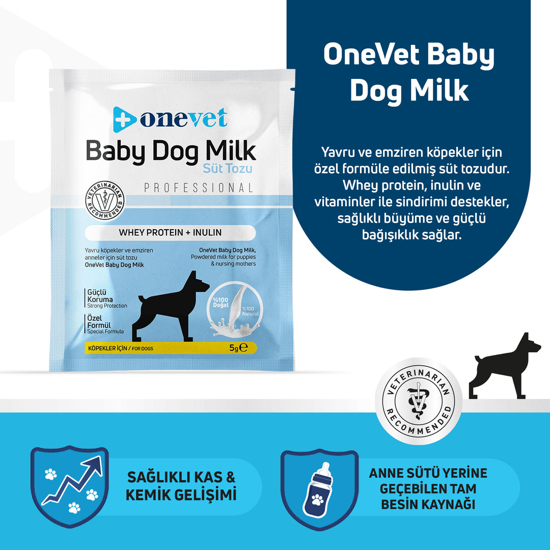 OneVet Baby Dog Milk Sindirim ve Büyüme Destekleyici Yavru ve Anne Köpek Süt Tozu