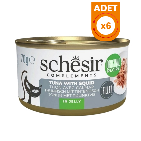 Schesir Tamamlayıcı Jöle İçinde Ton Balıklı ve Kalamarlı Yetişkin Konserve Kedi Maması