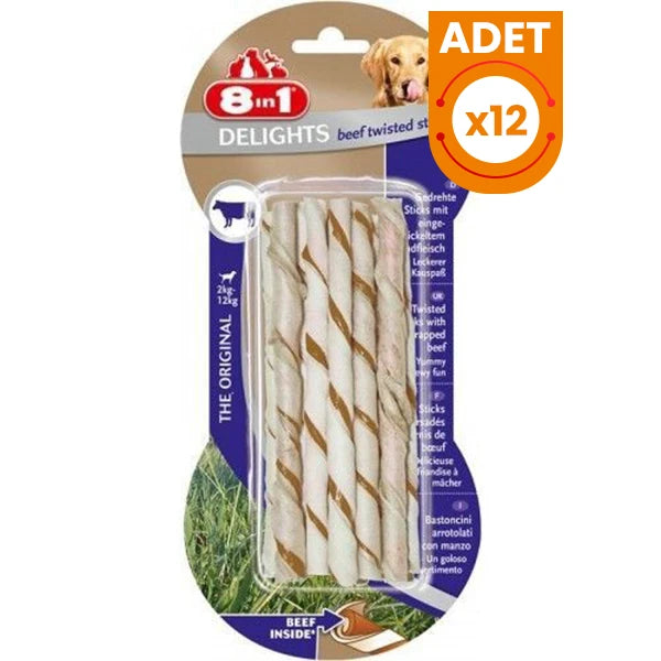 8 In 1 Delights Twisted Biftekli Burgu Köpek Kemik Ödülü
