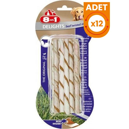 8 In 1 Delights Twisted Biftekli Burgu Köpek Kemik Ödülü