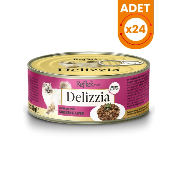 Reflex Plus Delizzia Sos İçinde Parça Etli Tavuklu ve Ciğerli Yetişkin Konserve Kedi Maması