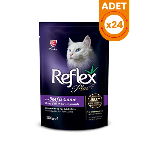 Reflex Plus Biftek ve Av Hayvanlı Pouch Yetişkin Konserve Kedi Maması