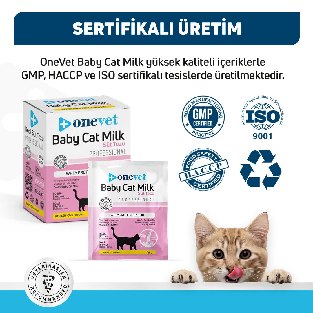 OneVet Baby Cat Milk Sindirim ve Büyüme Destekleyici Yavru ve Anne Kedi Süt Tozu