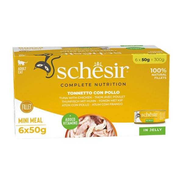 Schesir Tam ve Dengeli Jöle İçinde Ton Balıklı ve Tavuklu Yetişkin Konserve Kedi Maması