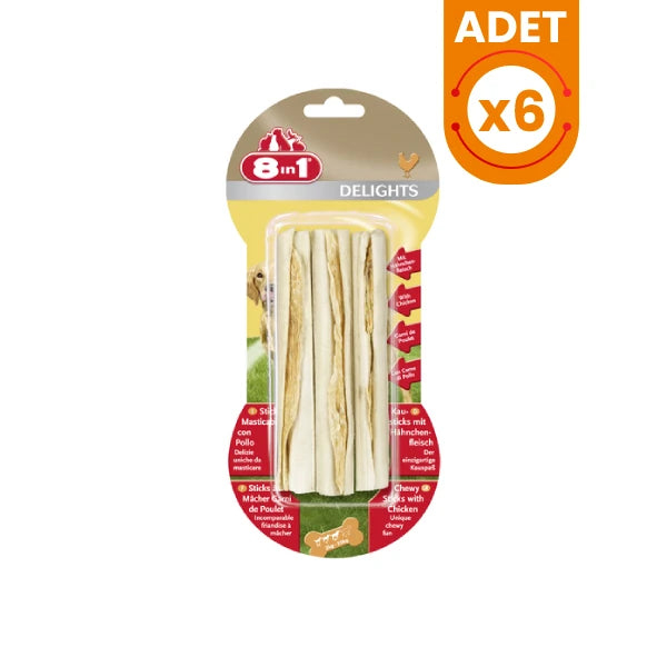 8 In 1 Delights Sticks Tavuklu Köpek Kemik Ödülü 3 Adet 75 Gr