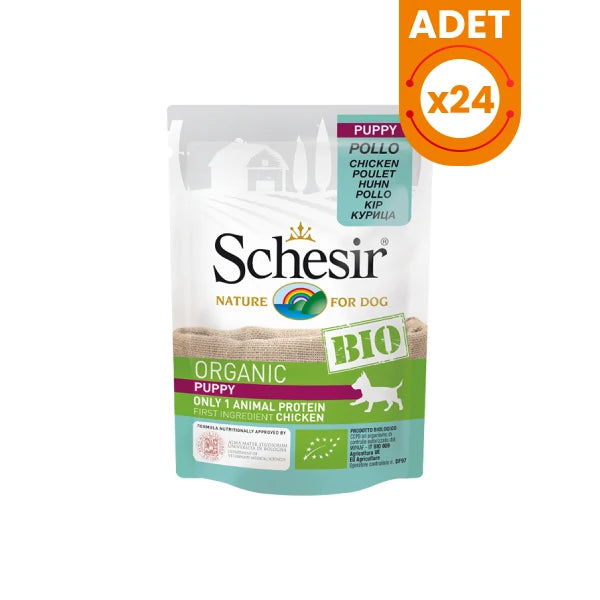 Schesir Bio Range Tavuklu Organik Yavru Konserve Köpek Maması