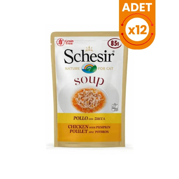 Schesir For Cat Tavuklu ve Balkabaklı Tahılsız Yetişkin Kedi Çorbası