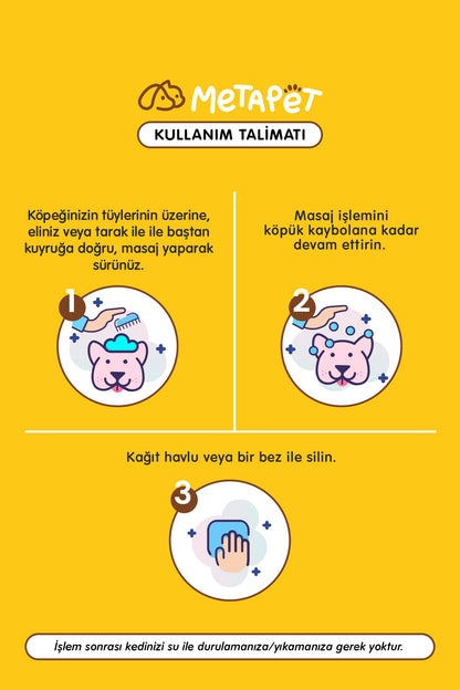 Doğal Köpek Kuru Köpük Şampuanı Vanilya, Yavru Köpeklere Uygun Organik Formül, Tüy Bakımı  | SRC: Barcode: 8683941900022