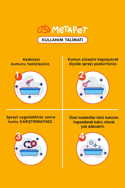 Parfümsüz Özel Kedi Kumu Koku Giderici Sprey, Doğal ve Kokusuz Kedi Tuvaleti için, 400 ml  | SRC: Barcode: 8683941900039