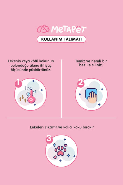 Evcil Hayvanlar için Bebek Pudrası Kokulu İdrar ve Çiş Koku Giderici Sprey, Kedi ve Köpekler için Tuvalet Lekesi Çıkarıcı, 500 ml  | SRC: Barcode: 8683941900107