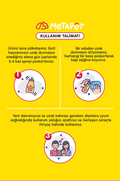 Doğal Evcil Hayvan Uzaklaştırıcı Spreyi, Kedi ve Köpek Tuvalet Alıştırma ve Eğitim Seti, Kovucu, 150 ml  | SRC: Barcode: 8683941900336
