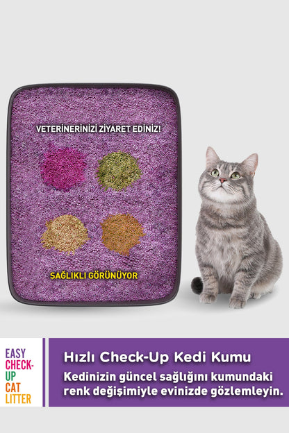 Renk Değiştiren Akıllı Kedi Kumu, Hızlı Check-Up Sağlık Göstergeli, Kokusuz Doğal Topaklaşan Bentonit, 2,6 L  | SRC: Barcode: 8683941900442