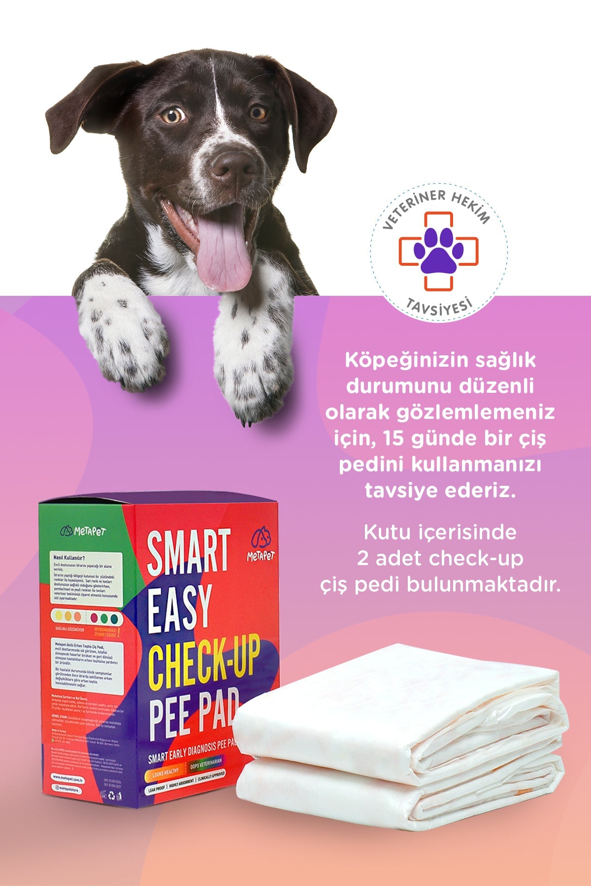 Renk Değiştiren Akıllı Köpek Çiş Pedi, Erken Teşhis Sağlık Göstergeli, Kokusuz Sağlık Bezi, 2 Adet  | SRC: Barcode: 8683941901180