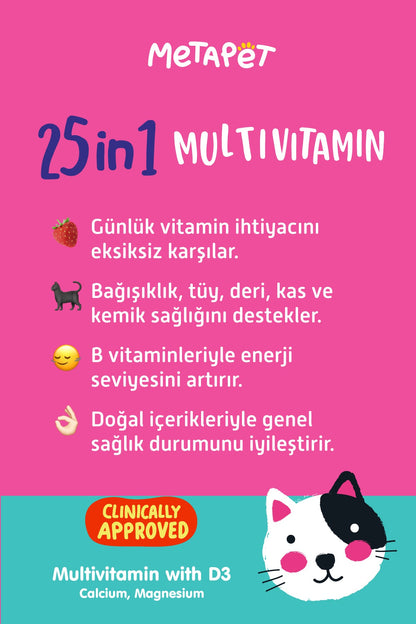 Kediler için Premium Multivitamin Damla, Doğal ve Organik İçerikli Kedi Vitamini, 50 ml  | SRC: Barcode: 8683941901265