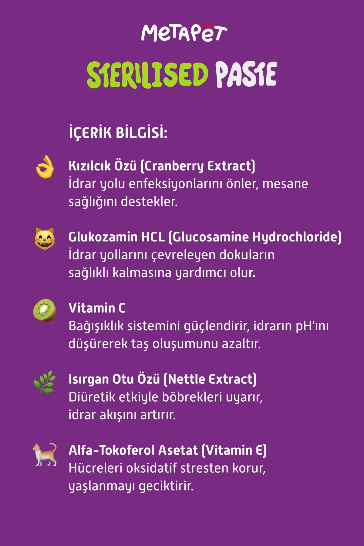 Kısırlaştırılmış Kediler için Premium Sterilised Malt Paste, Malt Macunu Vitamini, Mamaya veya Doğrudan  | SRC: Barcode: 8683941901272