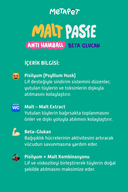 Tüy Yumağı Önleyici Kedi Maltı, Anti-Hairball Malt Paste, Mamaya veya Doğrudan Kullanım  | SRC: Barcode: 8683941901289