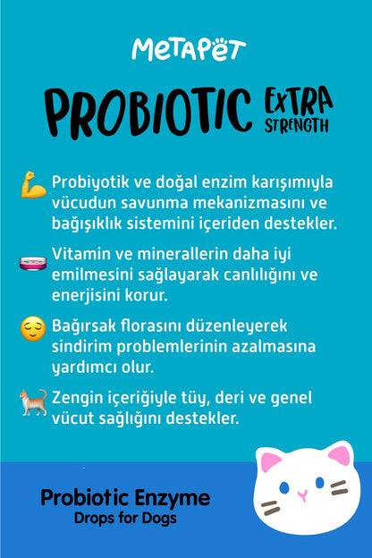 Kediler için Probiyotik Damla, Güçlü Sıvı Enzim Formülü, Suya veya Mamaya Katılabilir  | SRC: Barcode: 8683941901371