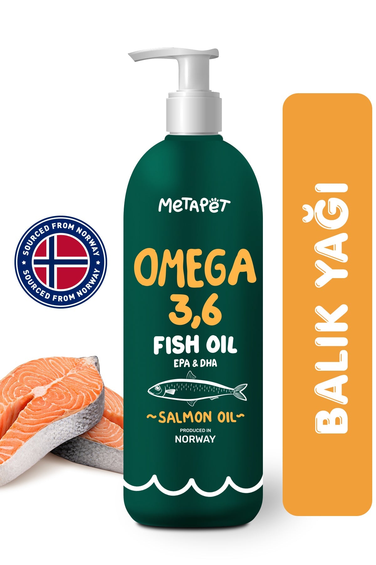 Kediler için Balık Yağı, Premium Norveç Somonu Yağı, Omega 3 ve 6, Yüksek EPA & DHA  | SRC: Barcode: 8683941901401