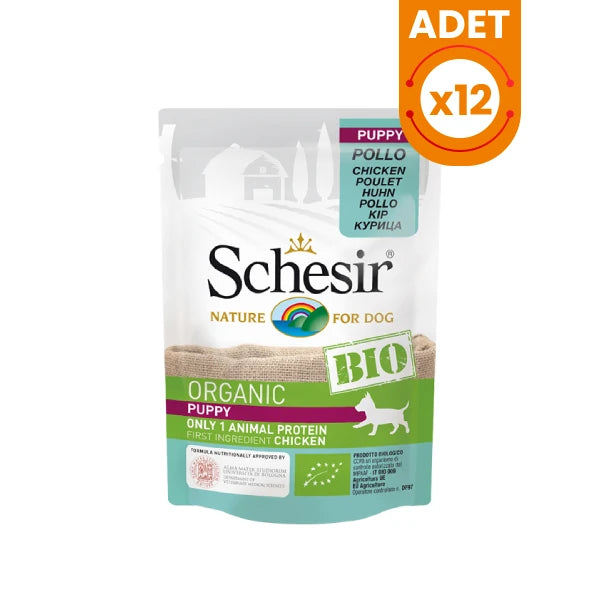 Schesir Bio Range Tavuklu Organik Yavru Konserve Köpek Maması