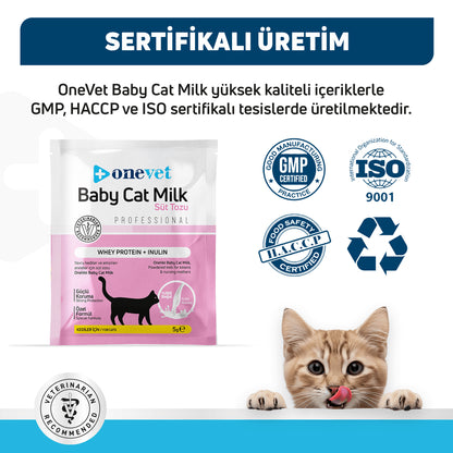 OneVet Baby Cat Milk Sindirim ve Büyüme Destekleyici Yavru ve Anne Kedi Süt Tozu