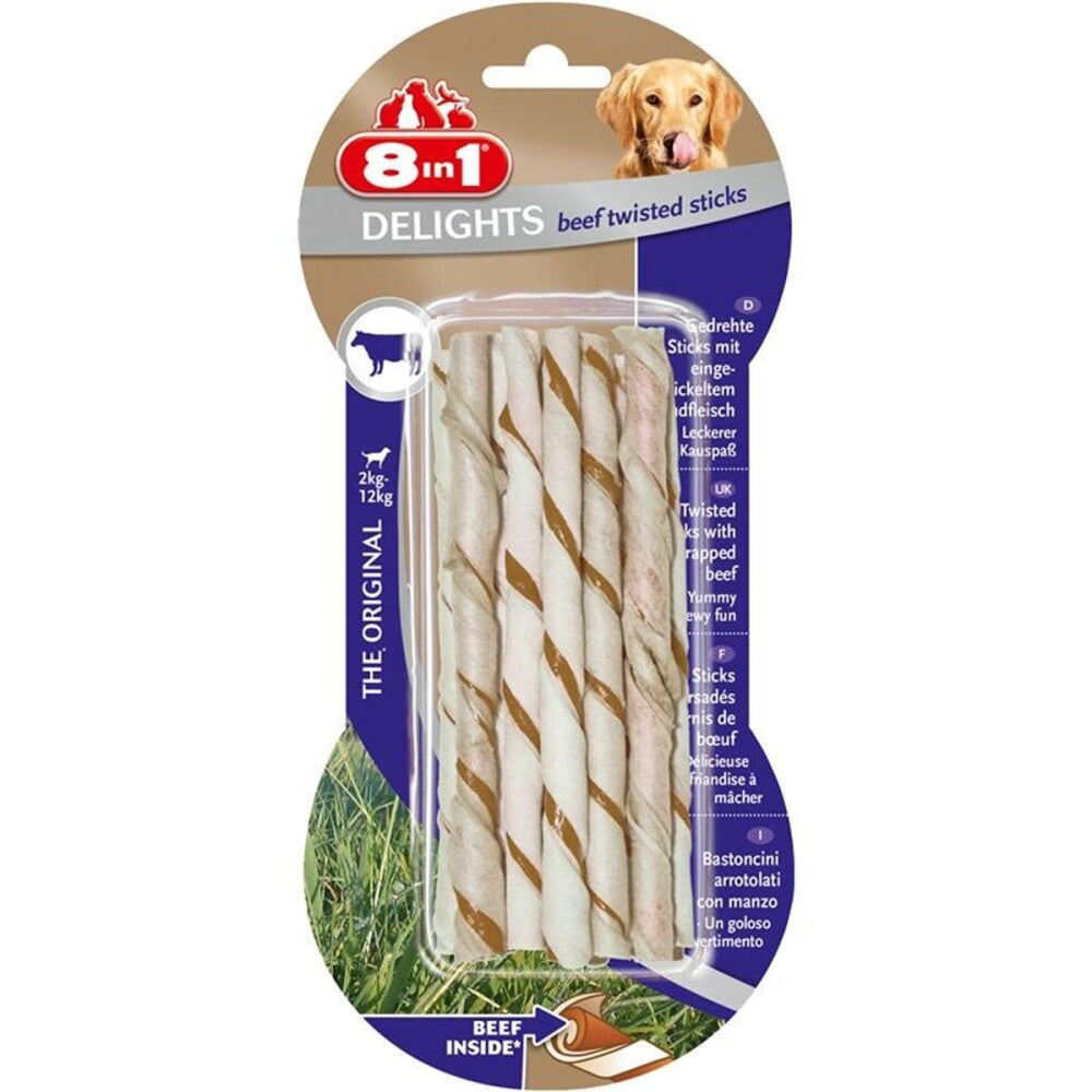 8in1 Delights Twisted Sticks Biftekli Burgu Köpek Ödül Kemiği 55 GR 10'LU  | SRC: Barcode: 4048422122500