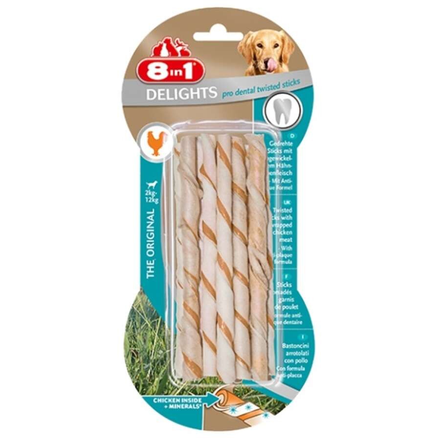 8in1 Delights Pro Dental Twisted Sticks Tavuklu Köpek Ödülü 55 GR 10'LU  | SRC: Barcode: 4048422122531