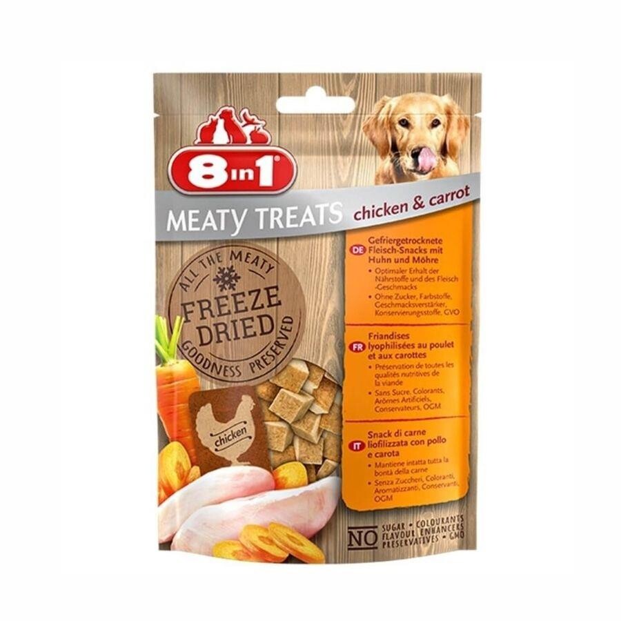 8in1 Meaty Treats Freeze Dried Tavuklu Ve Havuçlu Kurutulmuş Tahılsız Köpek Ödülü 50 GR  | SRC: Barcode: 4048422146124