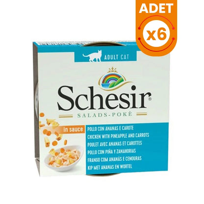 Schesir Salad Tavuk Ananas ve Havuçlu Yetişkin Konserve Kedi Maması