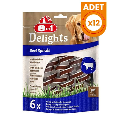 8in1 Delights Smart Spirals Biftekli Burgu Köpek Ödülü