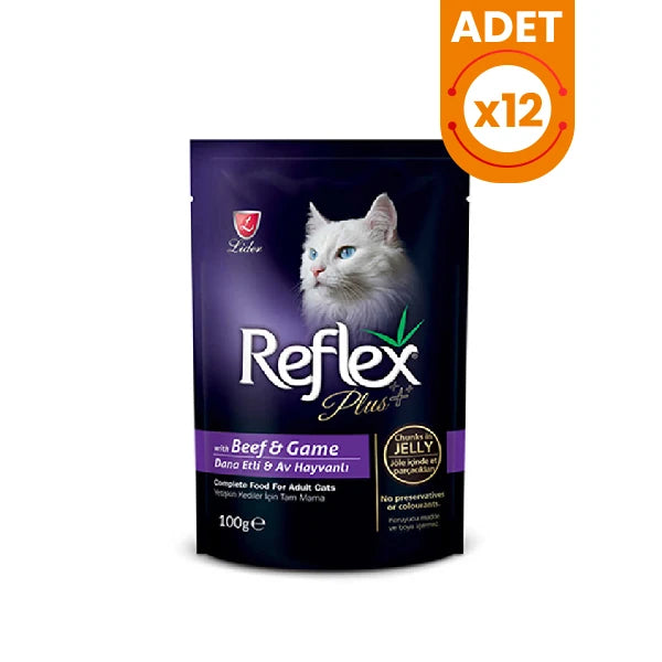 Reflex Plus Biftek ve Av Hayvanlı Pouch Yetişkin Konserve Kedi Maması