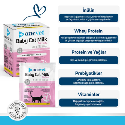 OneVet Baby Cat Milk Sindirim ve Büyüme Destekleyici Yavru ve Anne Kedi Süt Tozu - TEST