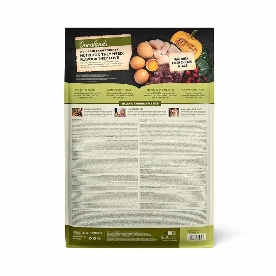 Acana Grasslands Ördekli Ve Tavuklu Tahılsız Tüm Irk Ve Yaşam Evreleri İçin Kedi Maması 4.5 KG  | SRC: Barcode: 064992714727